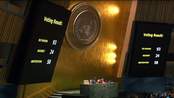 ANO ĢA balsojums par Krievijas dalības apturēšanu ANO Cilvēktiesību padomē