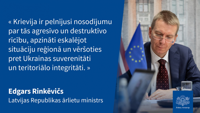 E. Rinkēvičs aicina nekavējoties sākt ES sankciju procesu pret Krieviju 