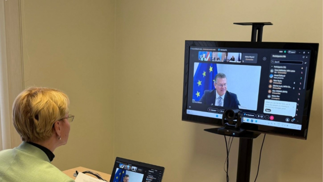 Parlamentārā sekretāre Dace Melbārde video sarunā 