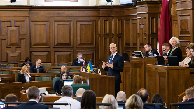 Ārlietu ministrs Krišjānis Kariņš Saeimas ārpolitikas debatē