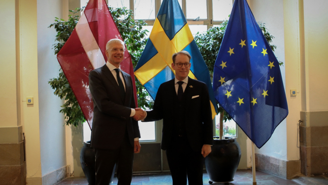 Ārlietu ministrs Krišjānis Kariņš tiekas ar Zviedrijas ārlietu ministru Tobiasu Bilstrēmu (Tobias Billström)