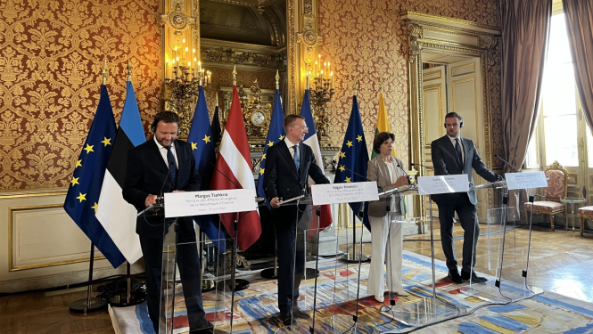 E. Rinkēvičs ar Baltijas valstu un Francijas ārlietu ministriem pārrunā Eiropas ilgtermiņa praktisko un politisko atbalstu Ukrainai