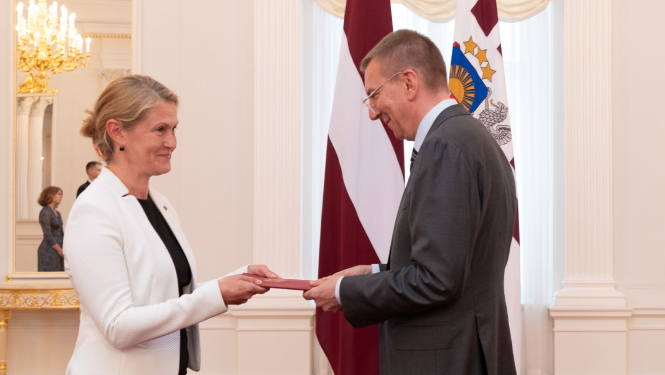 Akreditācijas vēstuli saņem Latvijas vēstniece ANO Sanita Pavļuta-Deslandes