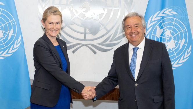 Sanita Pavļuta-Deslandes un António Guterres