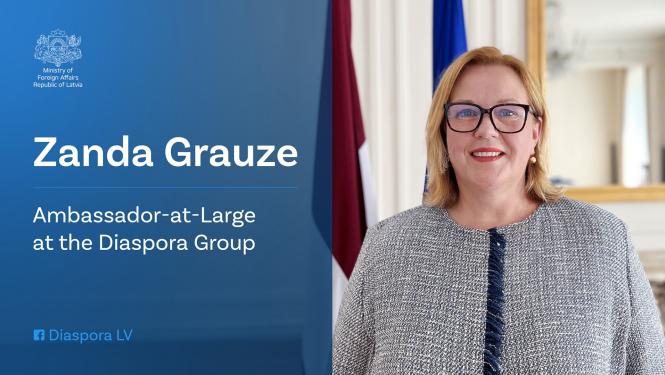 Zanda Grauze, diasporaas vēstniece, kartīte angļu v.