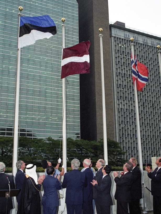 Flag-raising ceremony at United Nations Headquarters in New York