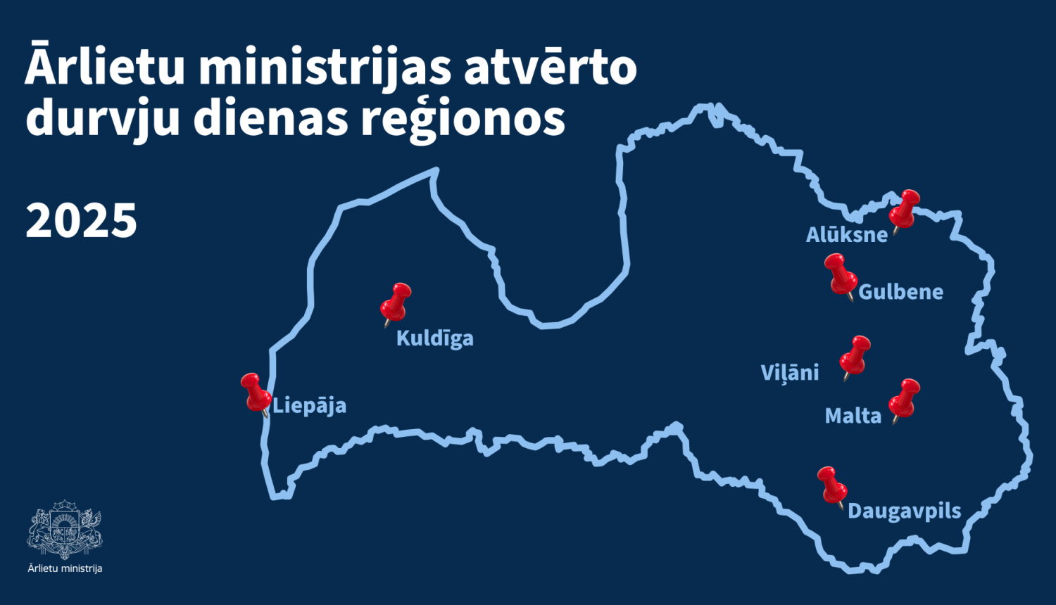 Ārlietu ministrijas atvērto durvju dienu reģionos karte
