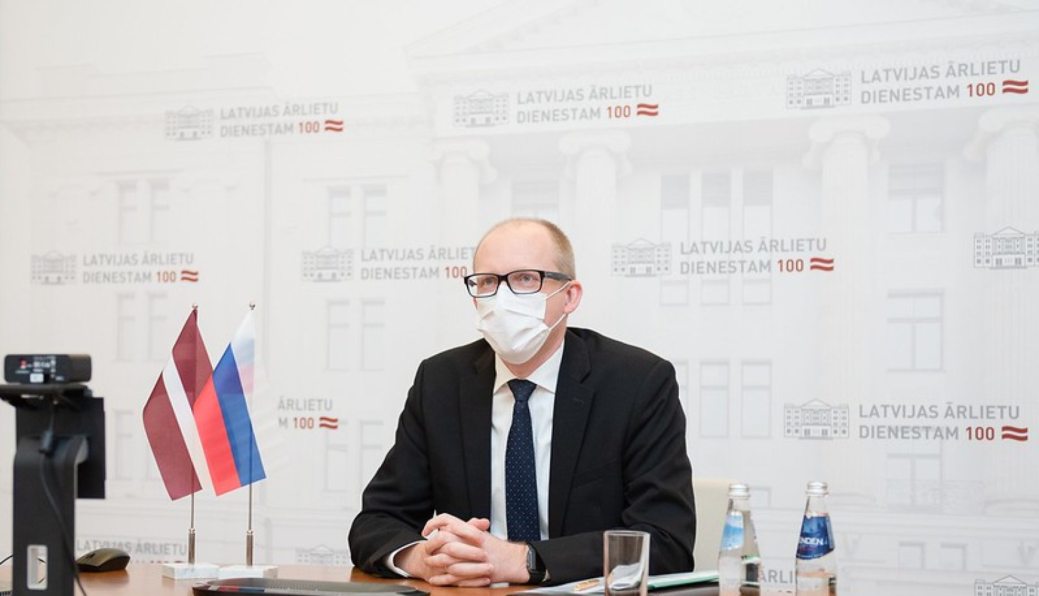 Latvian Foreign Ministry’s State Secretary, Andris Pelšs, meets the Ambassador of Russia, Yevgeny Lukyanov, during his farewell visit