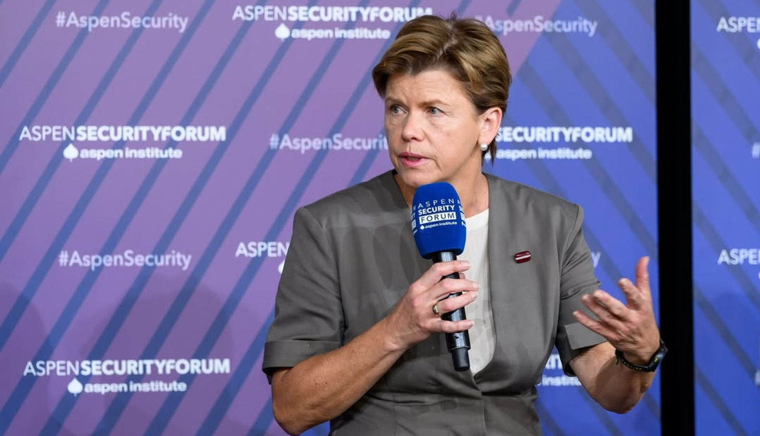 Baiba Braže addresses the participants of the Aspen Security Forum