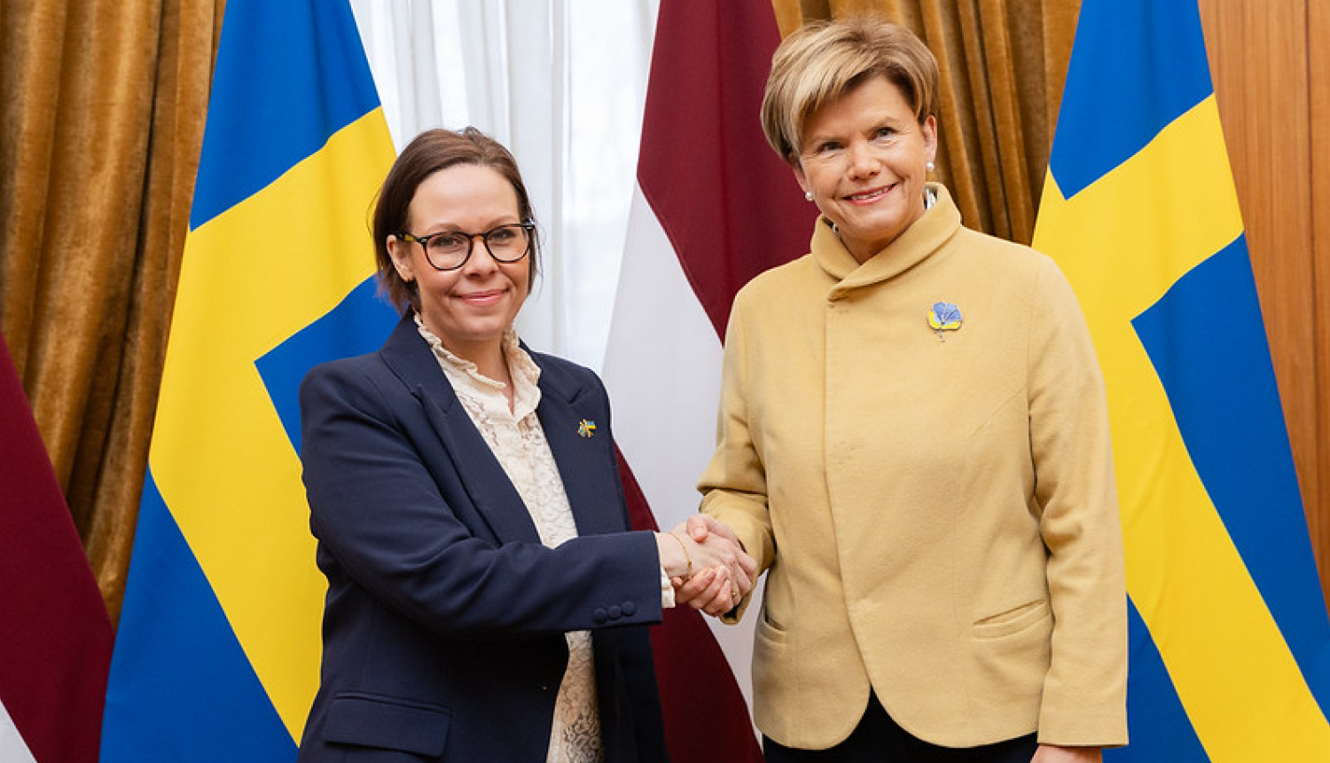 Ārlietu ministre Baiba Braže un Zviedrijas ārlietu ministre Marija Malmere Stenergārda