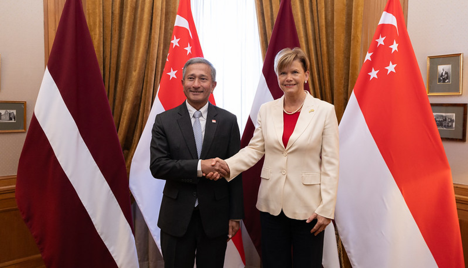 Ārlietu ministre Baiba Braže un Singapūras Republikas ārlietu ministrs Vivians Balakrišnans