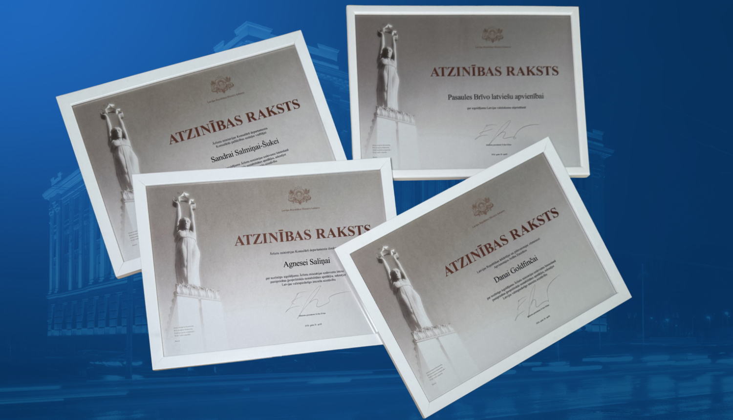 MK atzinības raksti Ārlietu ministrijas amatpersonām