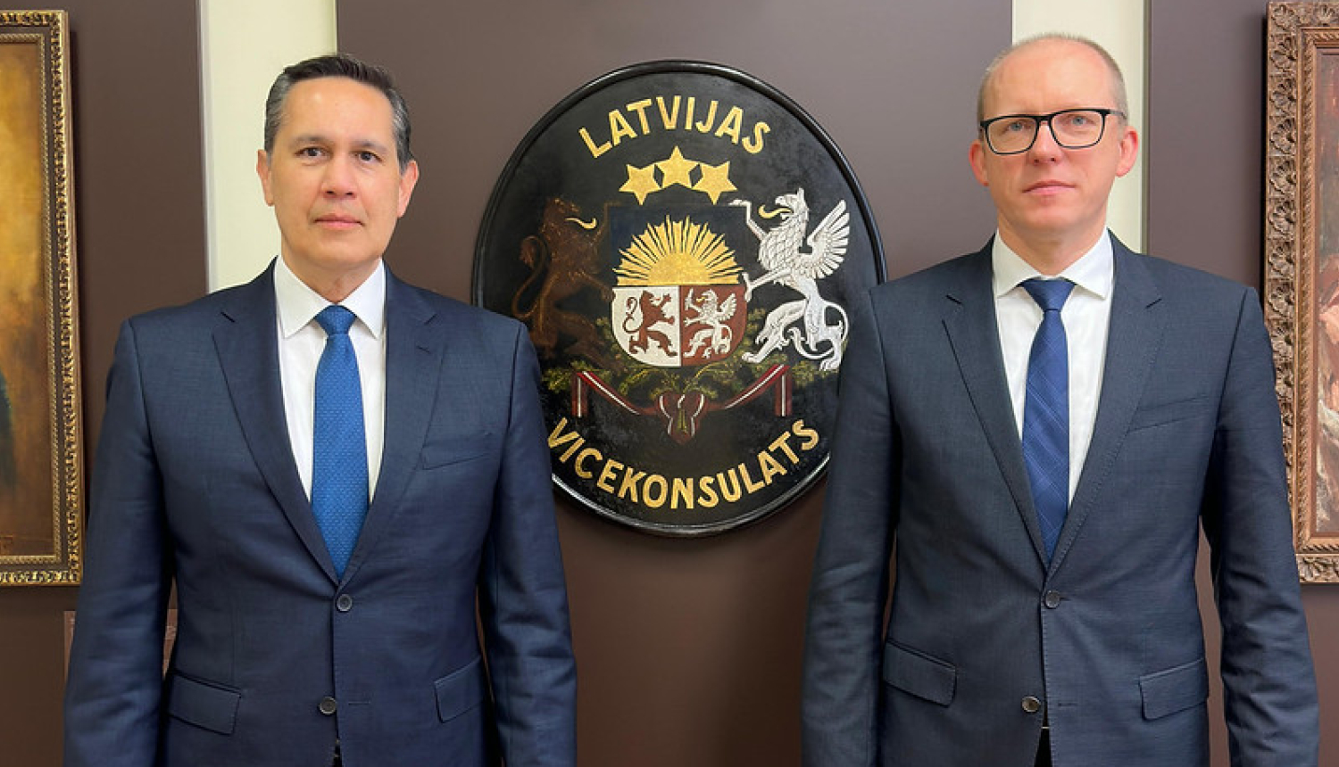 Valsts sekretārs Andris Pelšs pieņem akreditācijas vizītē Meksikas Savienoto Valstu vēstnieku Latvijā Alehandro Aldaju-Gonsalesu (Alejandro Alday Gonzalez)