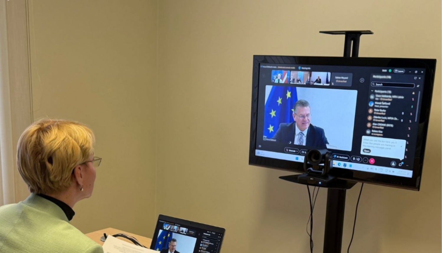 Parlamentārā sekretāre Dace Melbārde video sarunā 