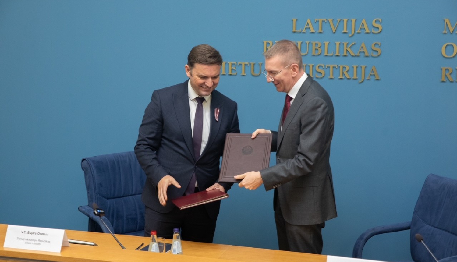 Edgars Rinkēvičs tikās ar Ziemeļmaķedonijas Republikas ārlietu ministru Bujaru Osmani