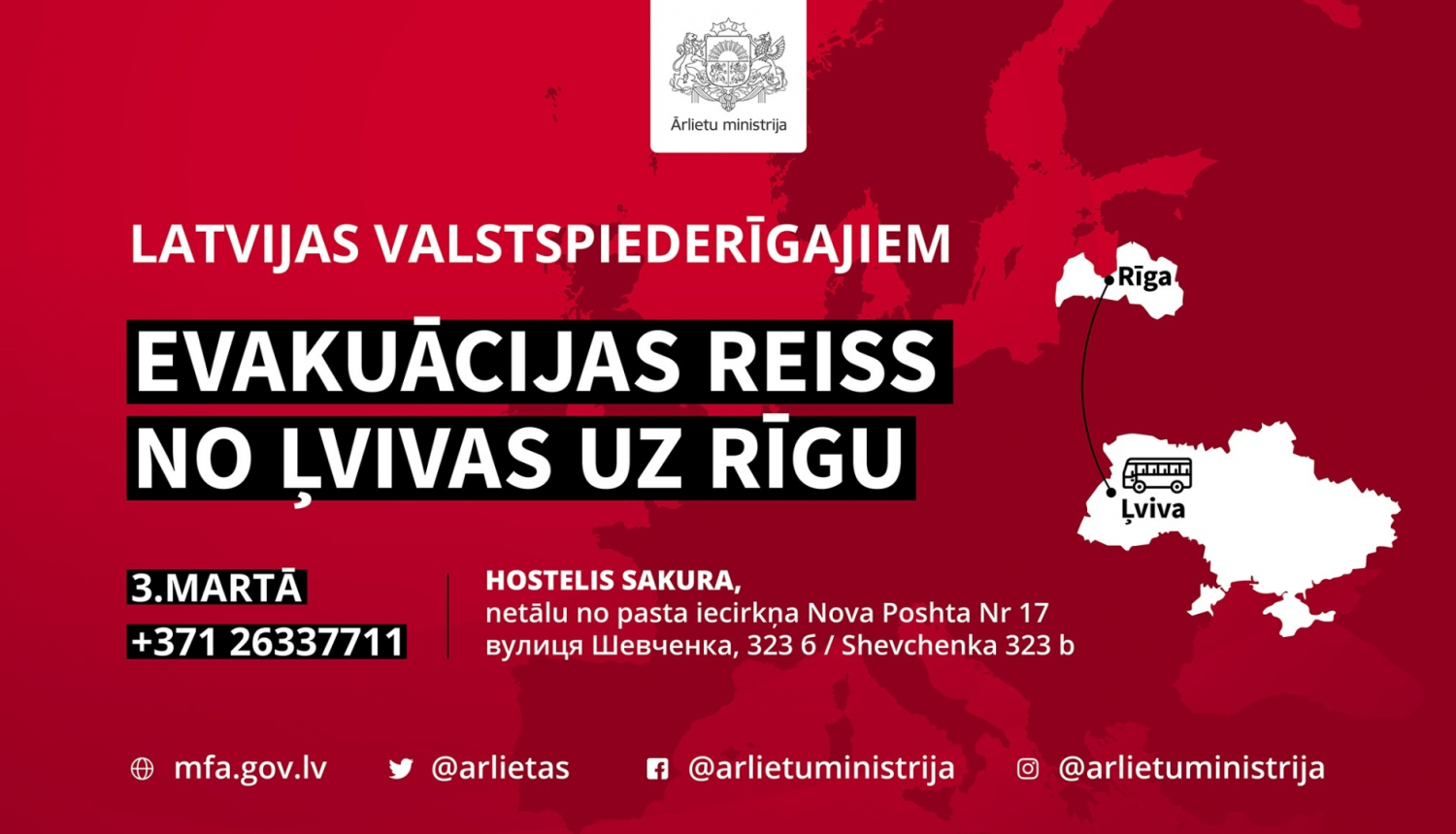 Evakuācijas reiss no Ļvivas uz Rīgu