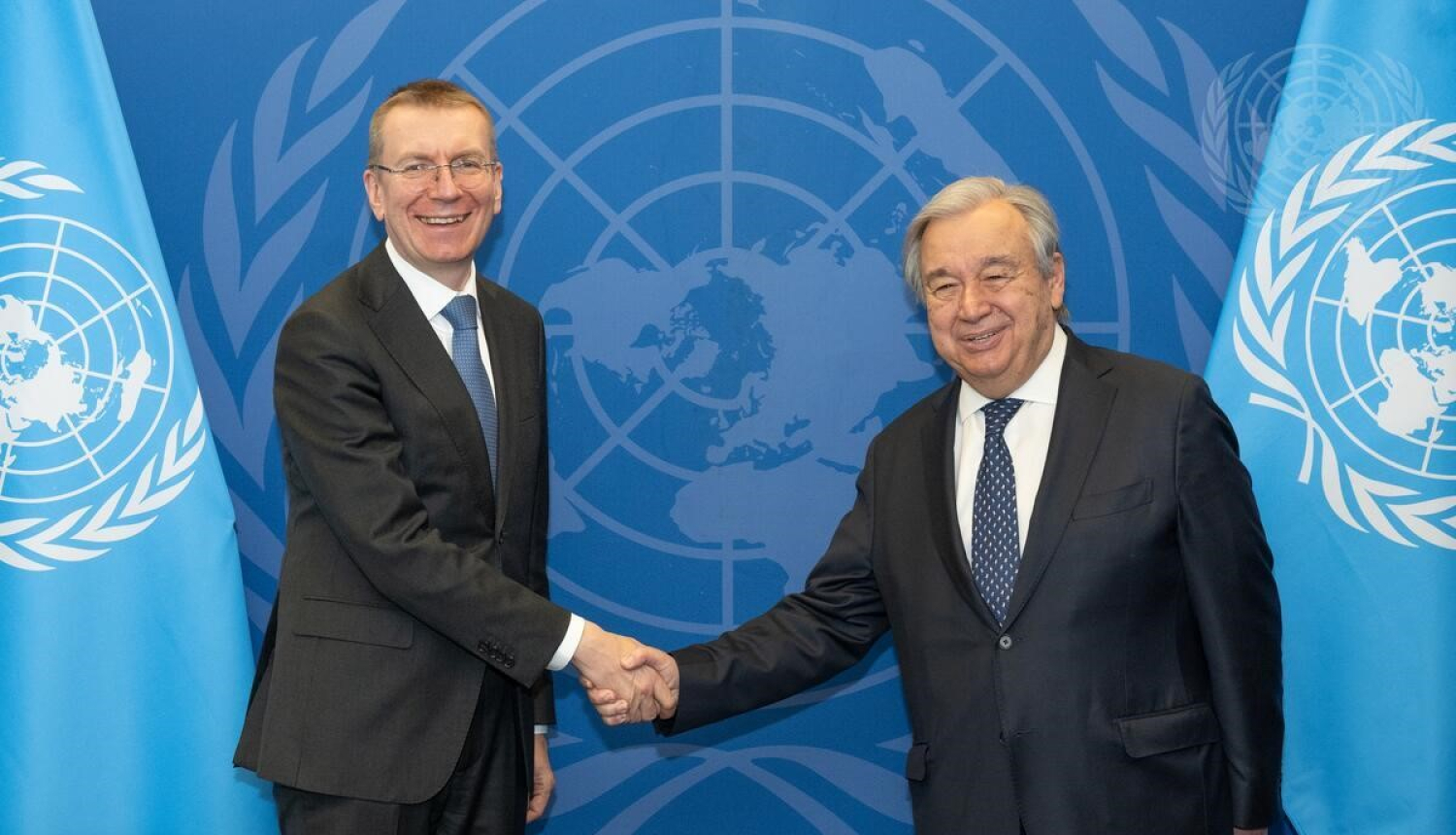 Ārlietu ministrs ar ANO ģenerālsekretāru pārrunā Krievijas atbildību par kara izraisīšanu Ukrainā