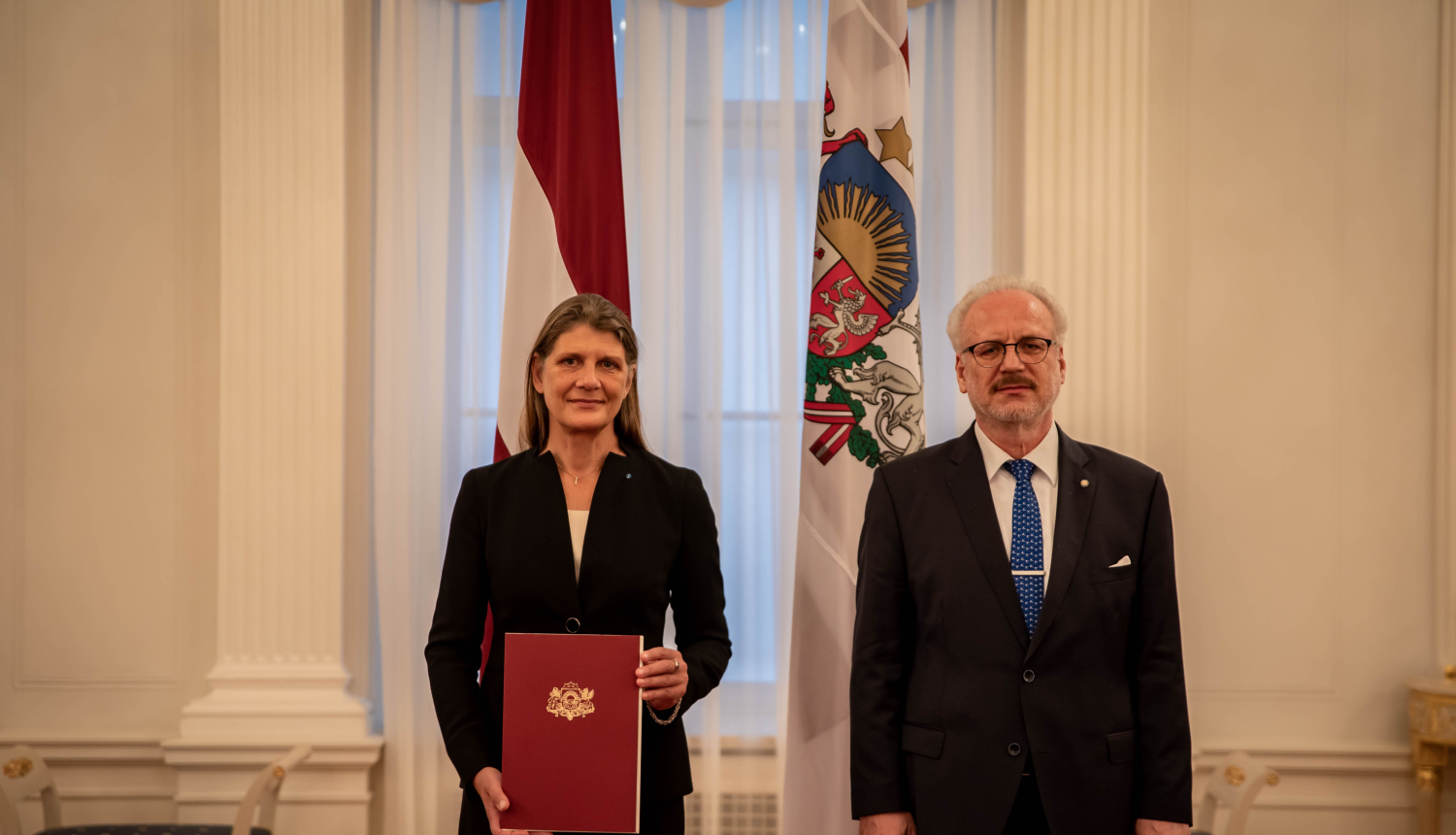 Valsts prezidents pasniedz akreditācijas vēstuli Latvijas vēstniecei Zviedrijā Ilzei Rūsei
