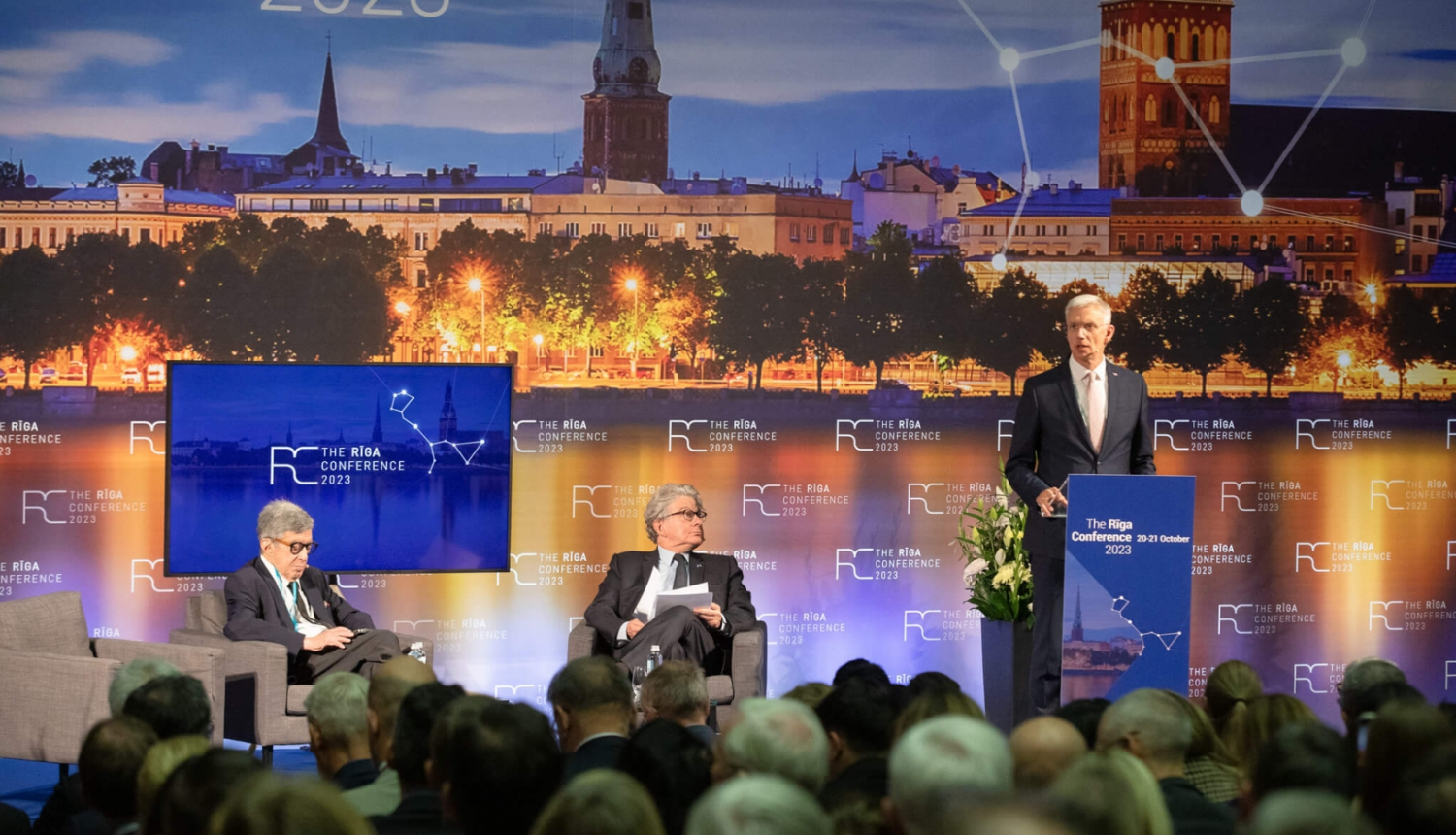 Ārlietu ministrs Krišjānis Kariņš Rīgas konferencē 2023