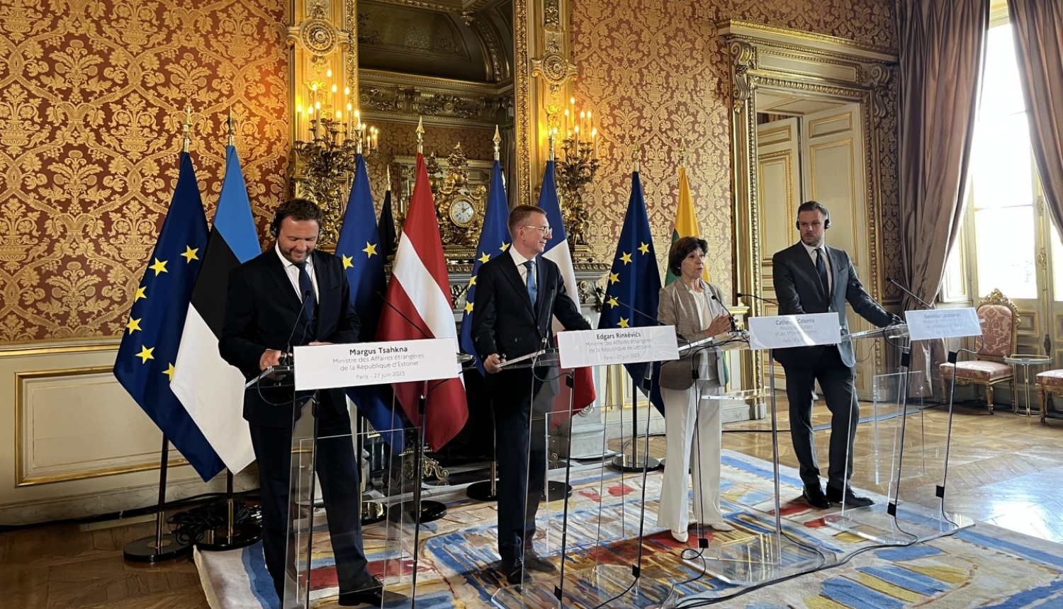 E. Rinkēvičs ar Baltijas valstu un Francijas ārlietu ministriem pārrunā Eiropas ilgtermiņa praktisko un politisko atbalstu Ukrainai