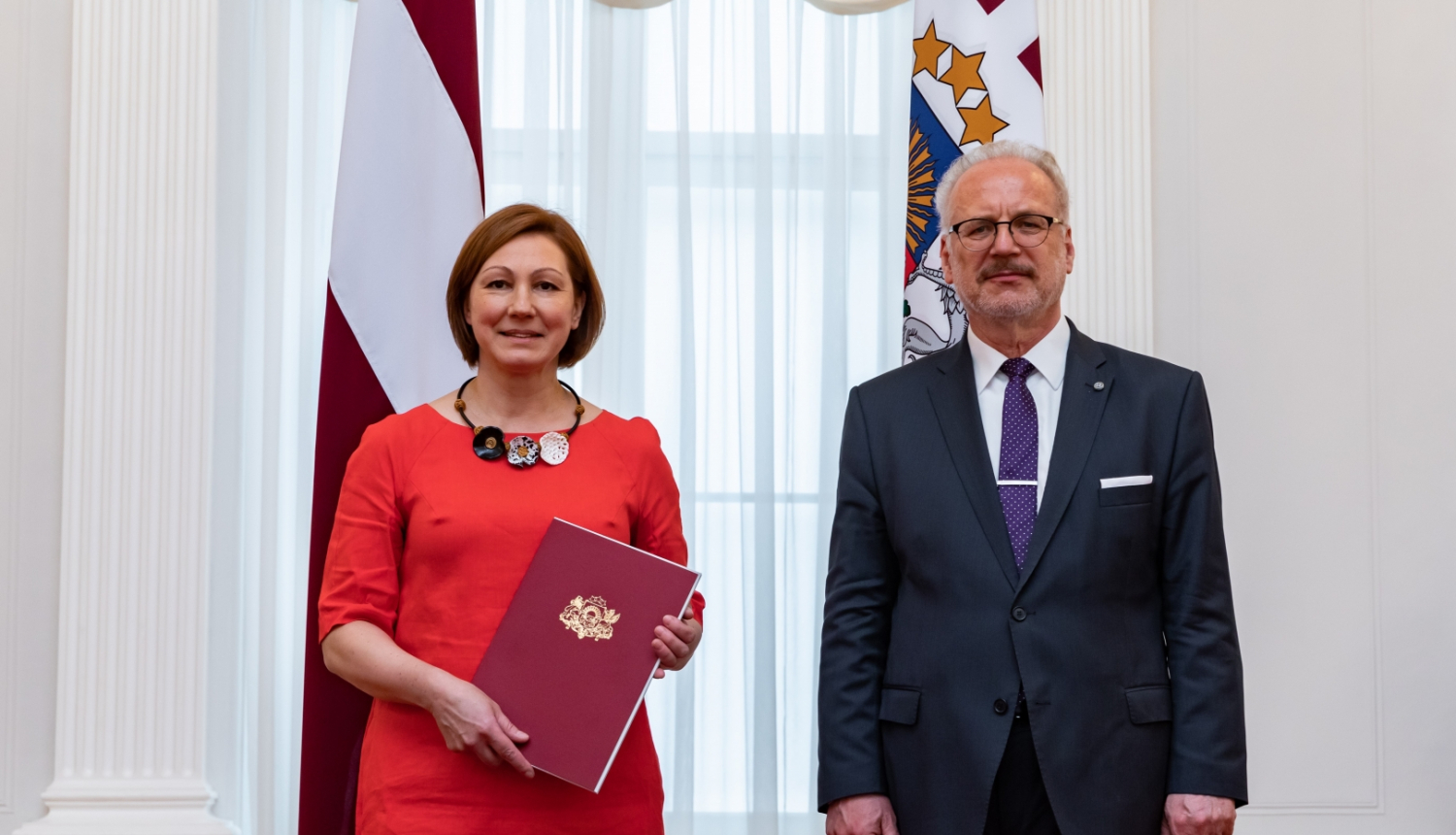 Valsts prezidents pasniedz akreditācijas vēstuli Latvijas vēstniecei Dānijā Ingai Skujiņai