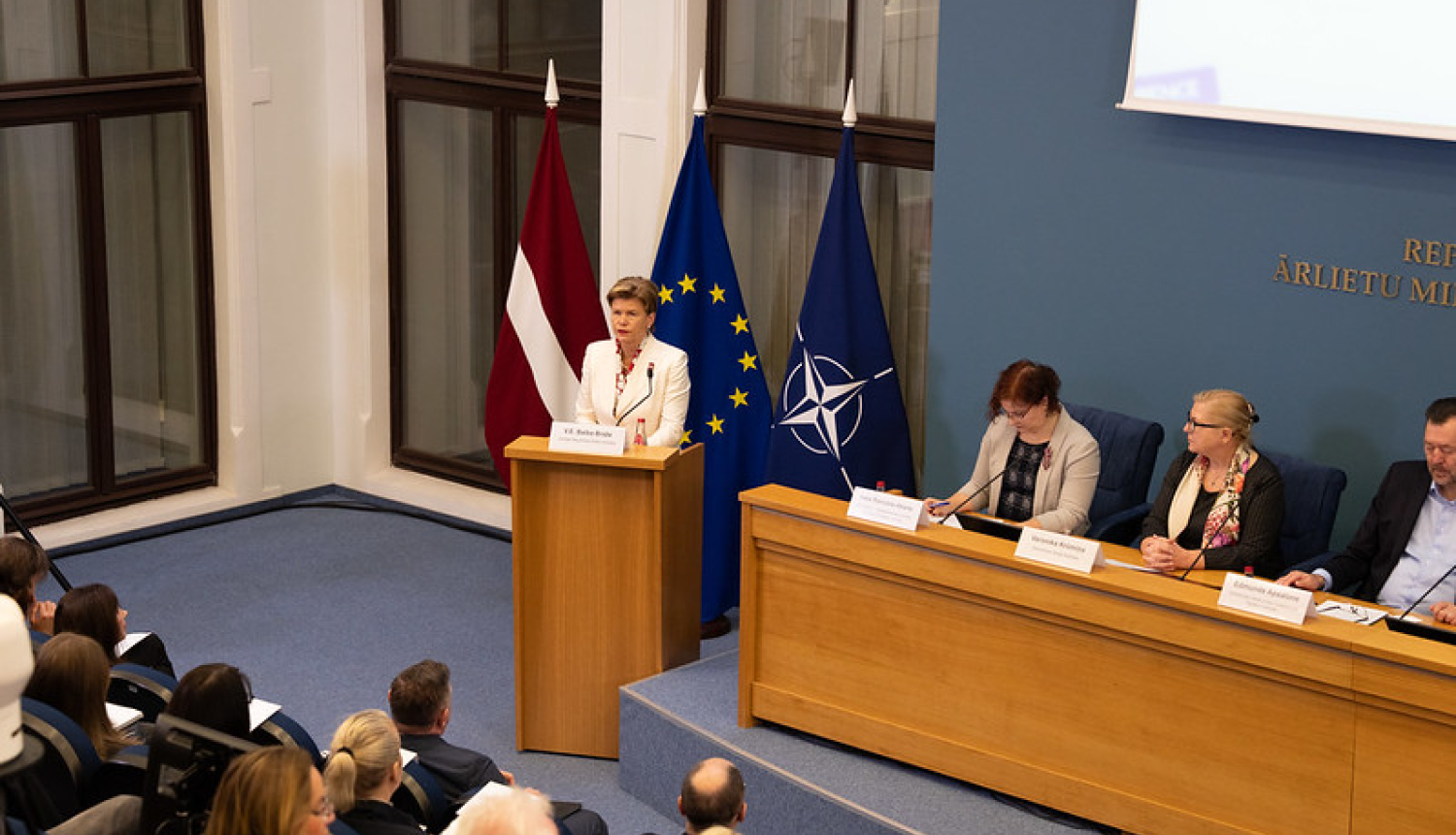 Baiba Braže uzrunā 18. ikgadējās Eiropas Savienības daudzvalodības jautājumiem veltītās konferences dalībniekus