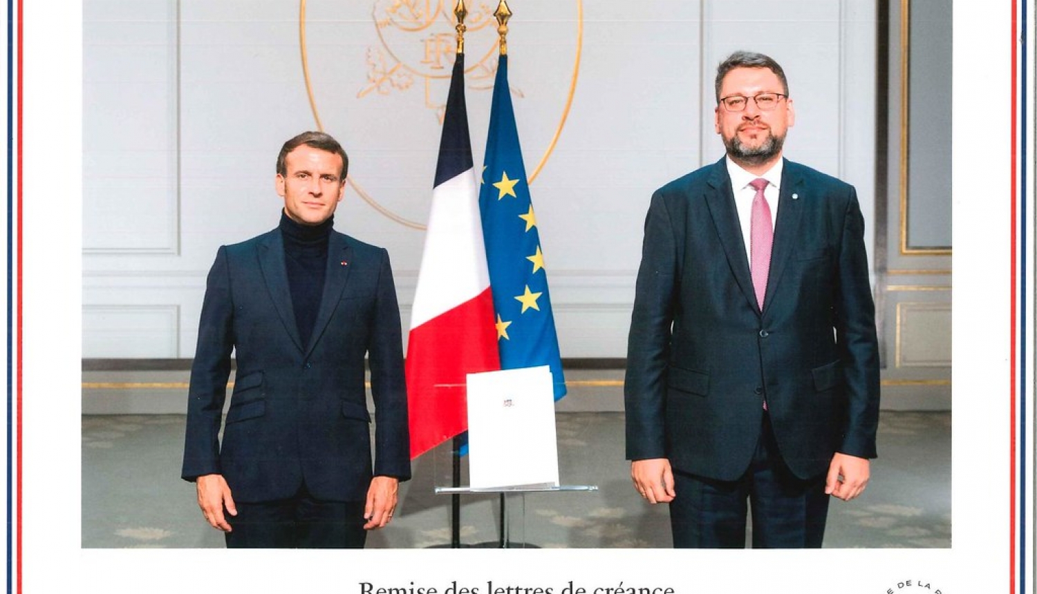 Latvijas vēstnieks Francijā Eduards Stiprais iesniedz akreditācijas vēstuli Francijas Republikas prezidentam