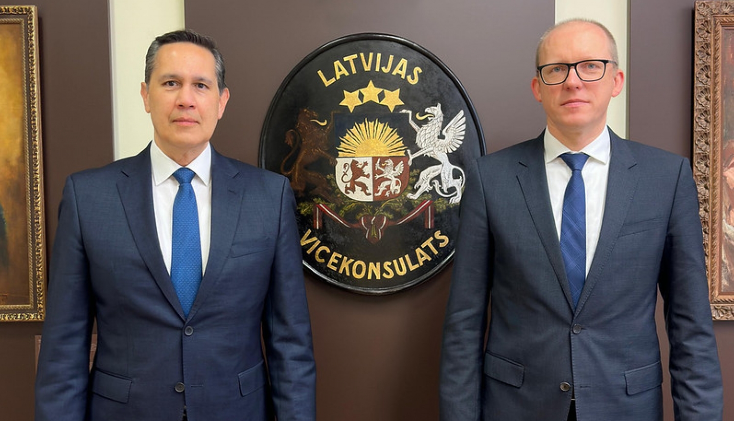 Valsts sekretārs Andris Pelšs pieņem akreditācijas vizītē Meksikas Savienoto Valstu vēstnieku Latvijā Alehandro Aldaju-Gonsalesu (Alejandro Alday Gonzalez)