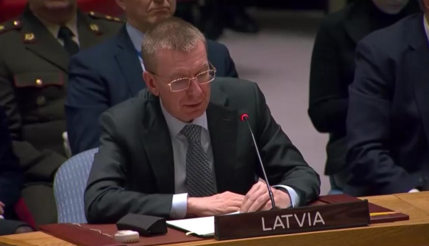 Edgars Rinkēvičs uzrunā ANO Drošības padomi Baltijas valstu un Ziemeļvalstu vārdā