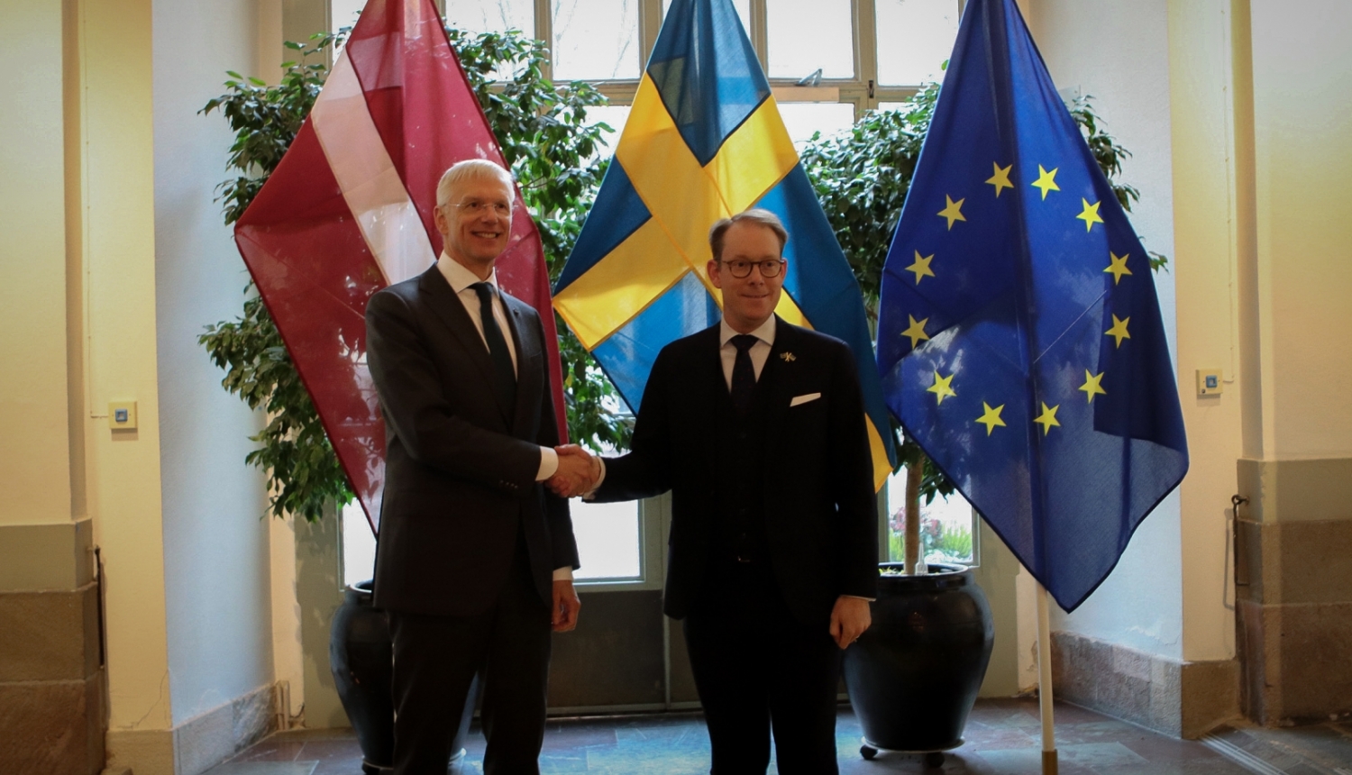 Ārlietu ministrs Krišjānis Kariņš tiekas ar Zviedrijas ārlietu ministru Tobiasu Bilstrēmu (Tobias Billström)