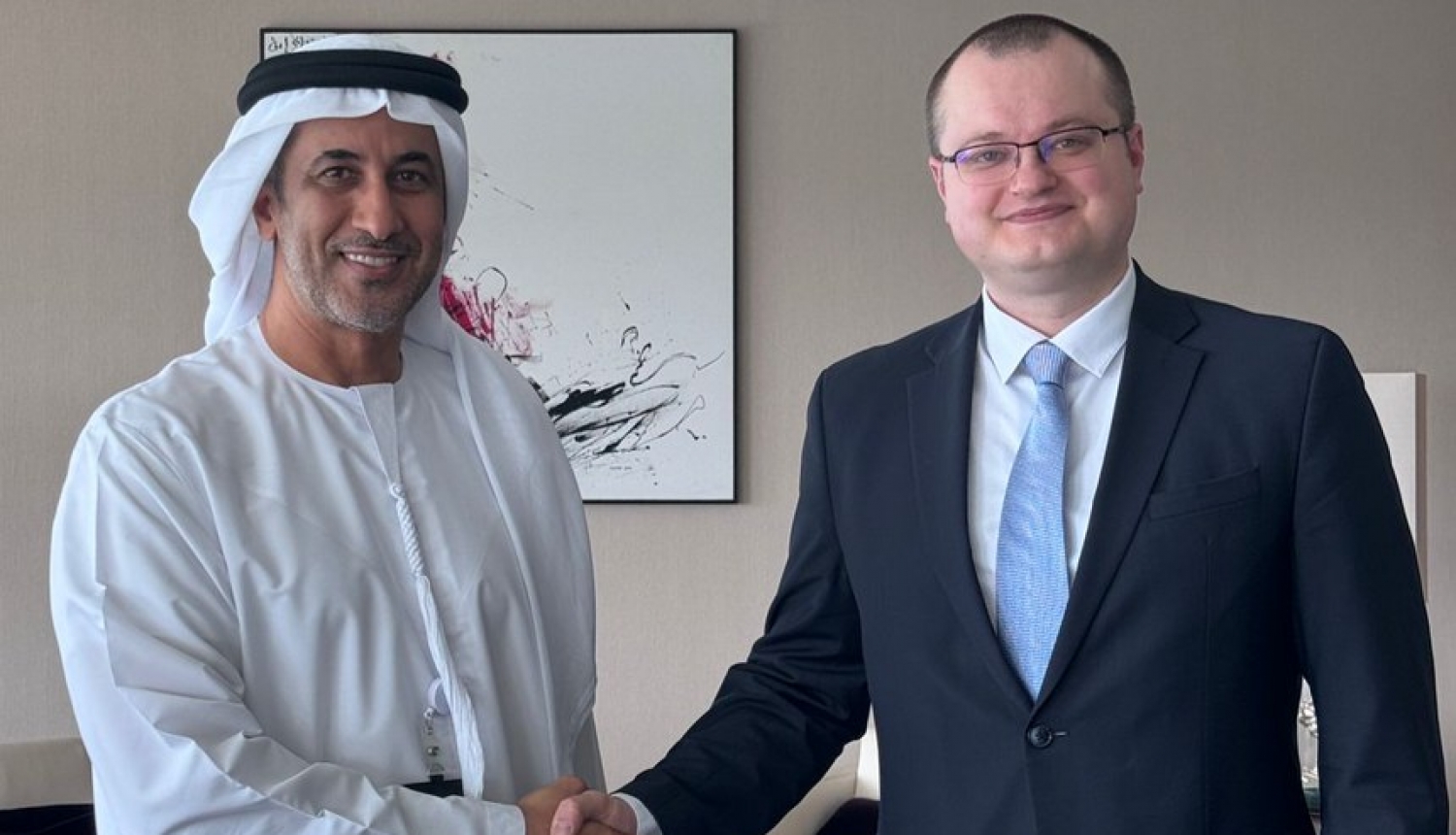 Parlamentārais sekretārs Reinis Brusbārdis tiekas ar Apvienoto Arābu Emirātu ārlietu ministra vietnieku ekonomikas un tirdzniecības jautājumos Saīdu Alhadžeri (Saeed Al Hajeri)