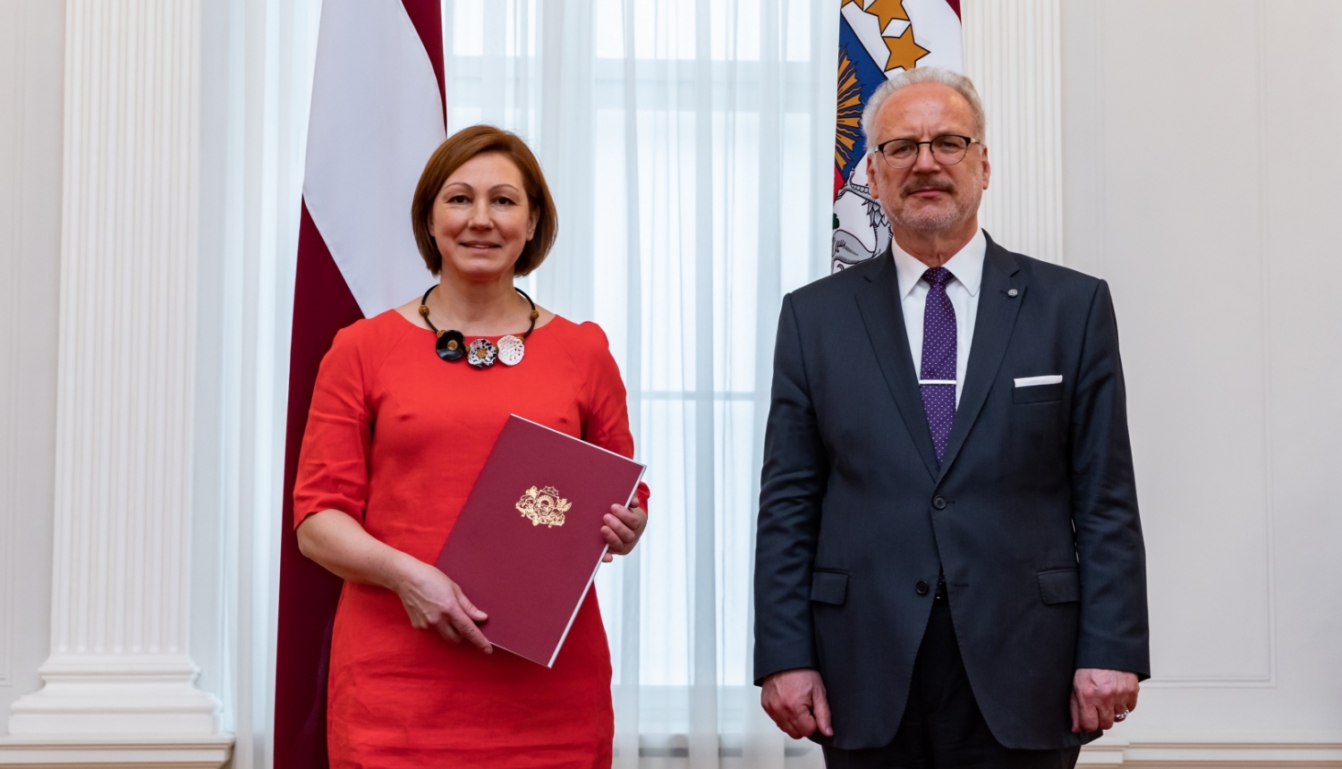 Valsts prezidents pasniedz akreditācijas vēstuli Latvijas vēstniecei Dānijā Ingai Skujiņai